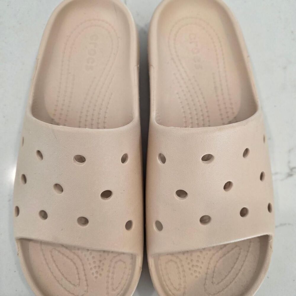 Crocs Women's Cream and Tan Slides
